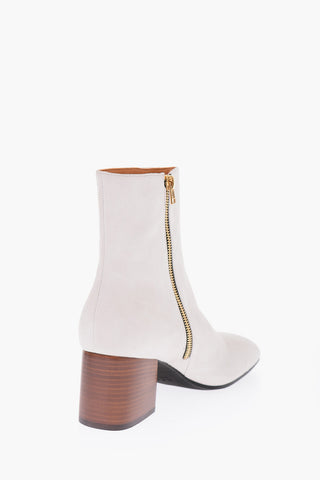 6.5cm suede leather ankle boots with side zip