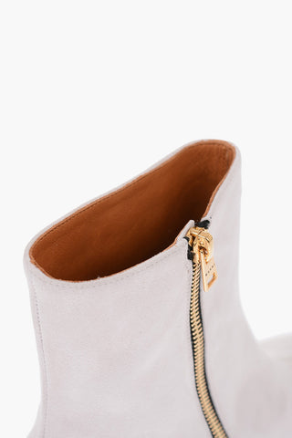 6.5cm suede leather ankle boots with side zip