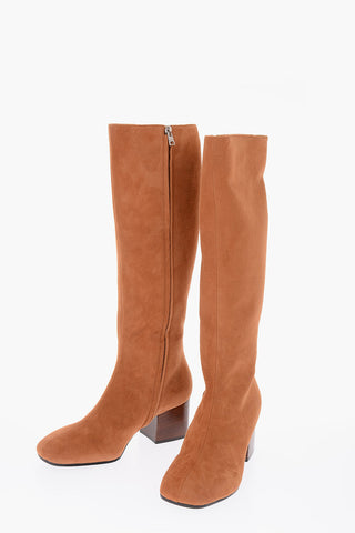 6cm Suede leather Knee boots with inner zip