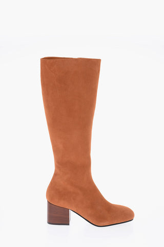 6cm Suede leather Knee boots with inner zip
