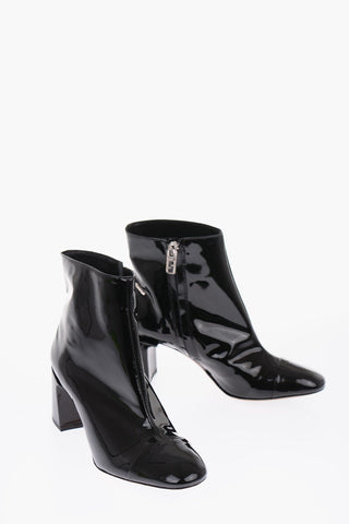 6.5cm patent leather high heel ankle boots