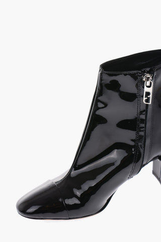 6.5cm patent leather high heel ankle boots