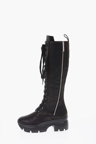 leather APOCALYPSE combat Boots with side zip