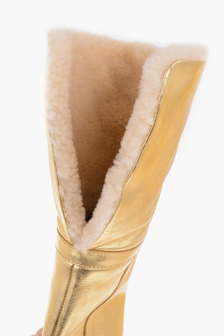 Metalized leather FOLCO 6cm Over-the-knee boots with Shearling Detail