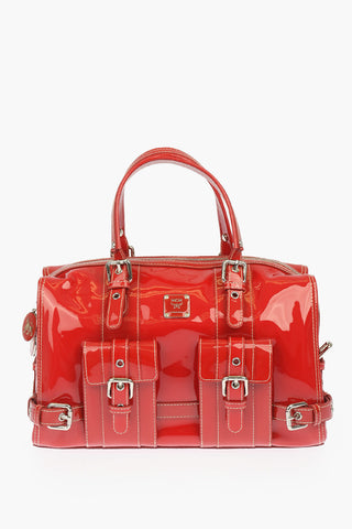 Lacquered Leather Bucket Bag
