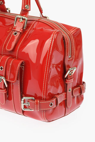 Lacquered Leather Bucket Bag