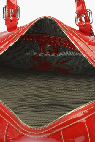 Lacquered Leather Bucket Bag