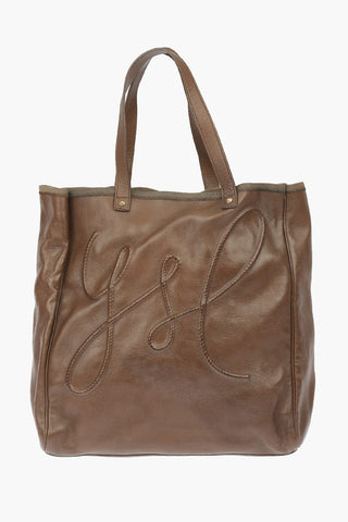 Leather Embroidered Shopping Bag
