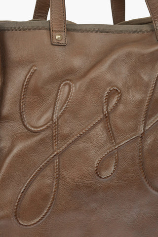 Leather Embroidered Shopping Bag