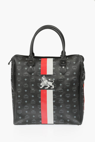 Borsa Shopping Stampata in Pelle