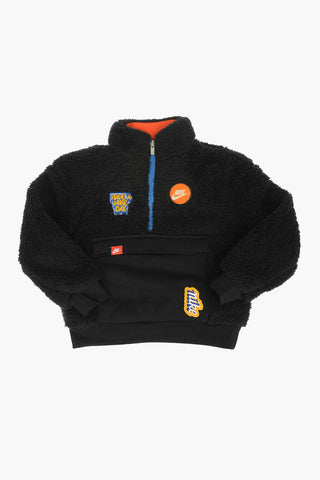 Faux Fur Sweatshirt with Patch