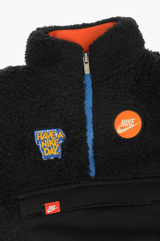 Faux Fur Sweatshirt with Patch