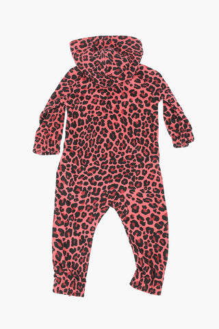 Leopard Print Hooded Romper Suit