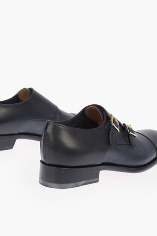 Scarpe Monk a doppia fibbia in pelle