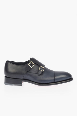 Scarpe Monk a doppia fibbia in pelle