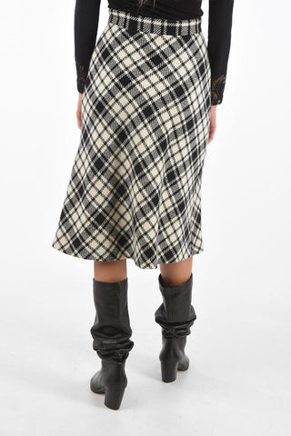 High-waisted Shetland Check Midi Skirt