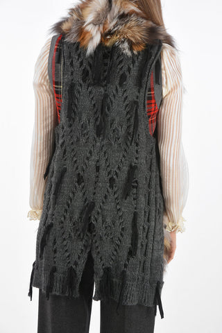 Fox Fur Waistcoat with Knitted Back Part