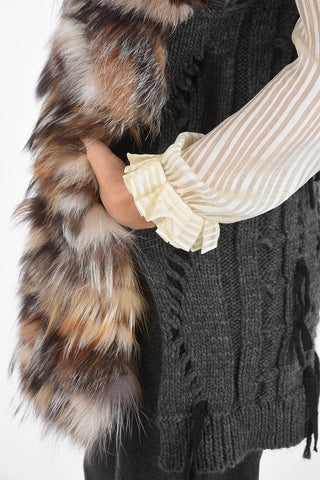 Fox Fur Waistcoat with Knitted Back Part