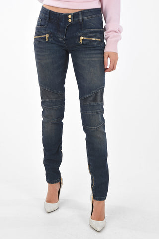 Low Rise BIKER PERM Skinny Fit Jeans