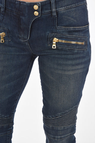 Low Rise BIKER PERM Skinny Fit Jeans
