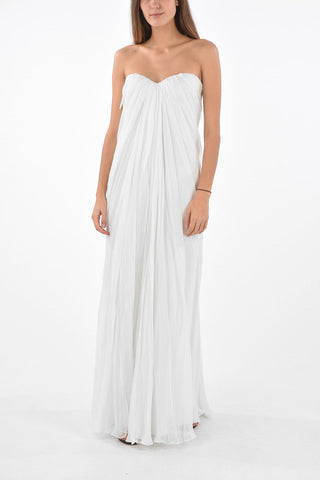 Long Draped Silk Dress with Sweetheart Neckline