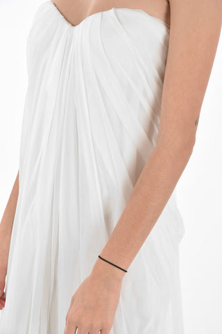Long Draped Silk Dress with Sweetheart Neckline