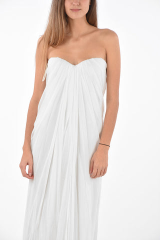 Long Draped Silk Dress with Sweetheart Neckline