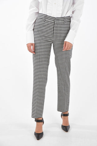 Slim Fit Gingham Pants with 4 Flush Pockets