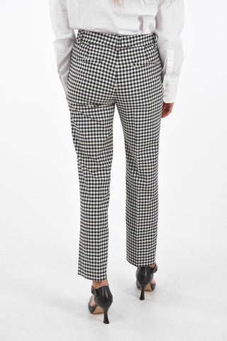 Slim Fit Gingham Pants with 4 Flush Pockets