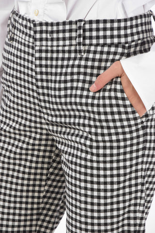 Slim Fit Gingham Pants with 4 Flush Pockets