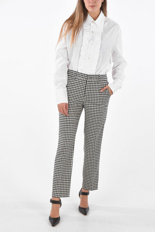 Slim Fit Gingham Pants with 4 Flush Pockets