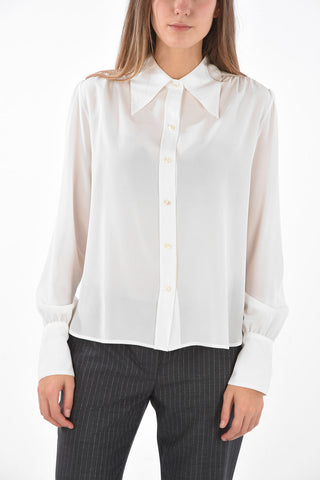 Straight Collar Silk Shirt