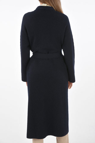 Cappotto in Cashmere con Tasche a Toppa e Cintura