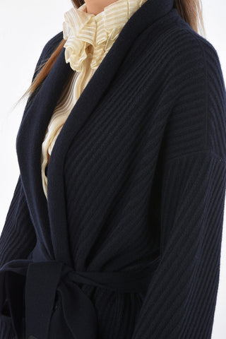 Cappotto in Cashmere con Tasche a Toppa e Cintura