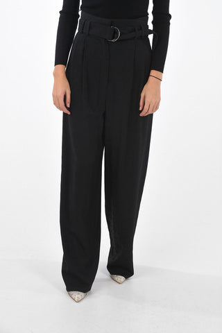 Double-pleated Houndstooth Pants with Belt