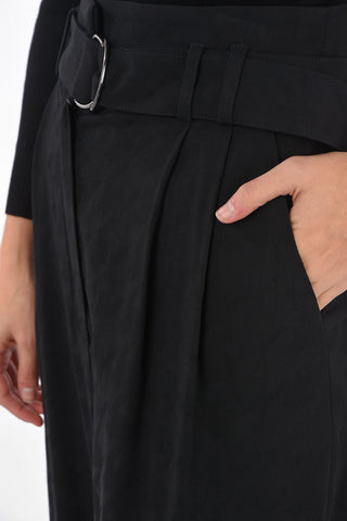 Double-pleated Houndstooth Pants with Belt