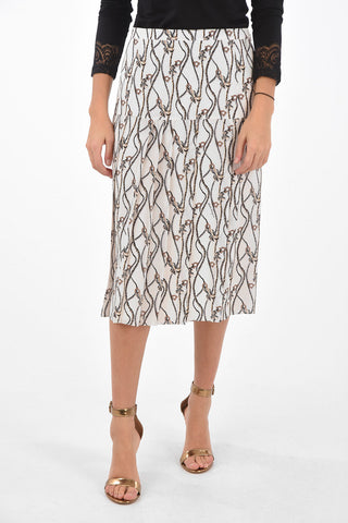 Pleated Silk Midi Skirt