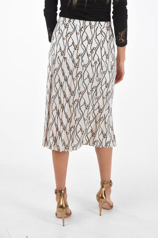 Pleated Silk Midi Skirt