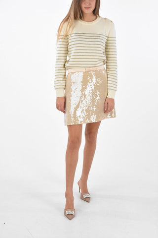 All-Over Sequines Miniskirt with Side Zip