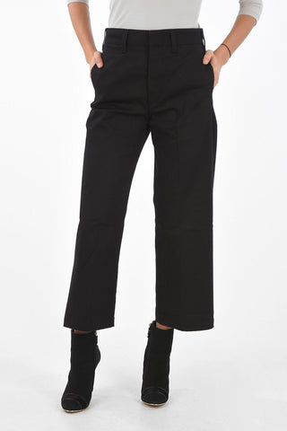 pantalone flare a vita alta con tasca diagonale
