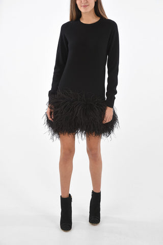 Cashmere Midi Dress with Feathered Bottom