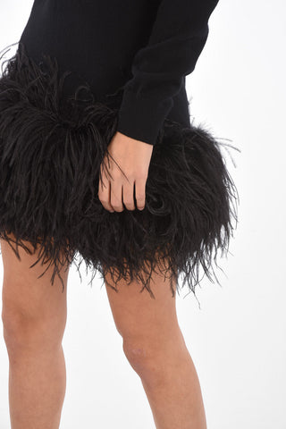 Cashmere Midi Dress with Feathered Bottom
