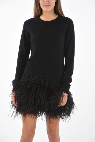 Cashmere Midi Dress with Feathered Bottom