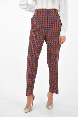 Pantaloni con Fantasia Geometrica e Chiusura a Scomparsa
