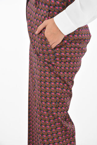 Pantaloni con Fantasia Geometrica e Chiusura a Scomparsa