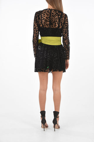 Animalier Point d'Esprit Tulle Flared Dress with Belt