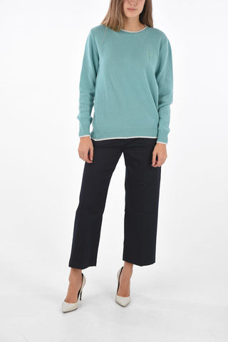 stretch cotton straight pants
