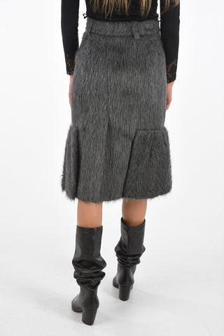 Alpaca and Silk Midi Skirt with Bubble Bottom