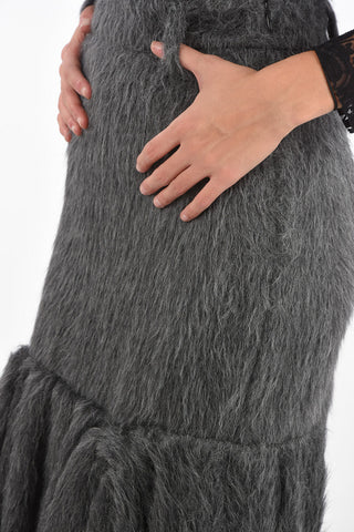 Alpaca and Silk Midi Skirt with Bubble Bottom