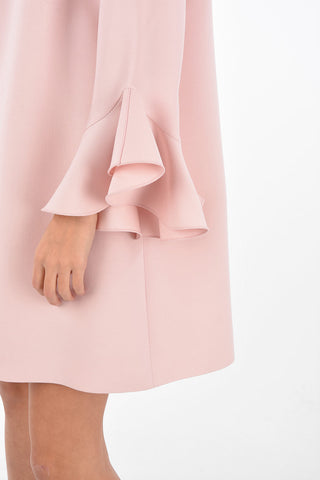 Wool and Silk Dress with Sleeve Ruffles